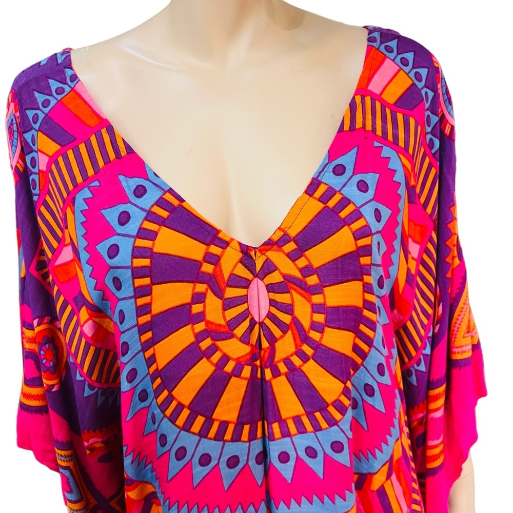 Theodora & Callum Kaftan Cover up One Size Boho Print New with Tag Fits Large - Picture 6 of 10